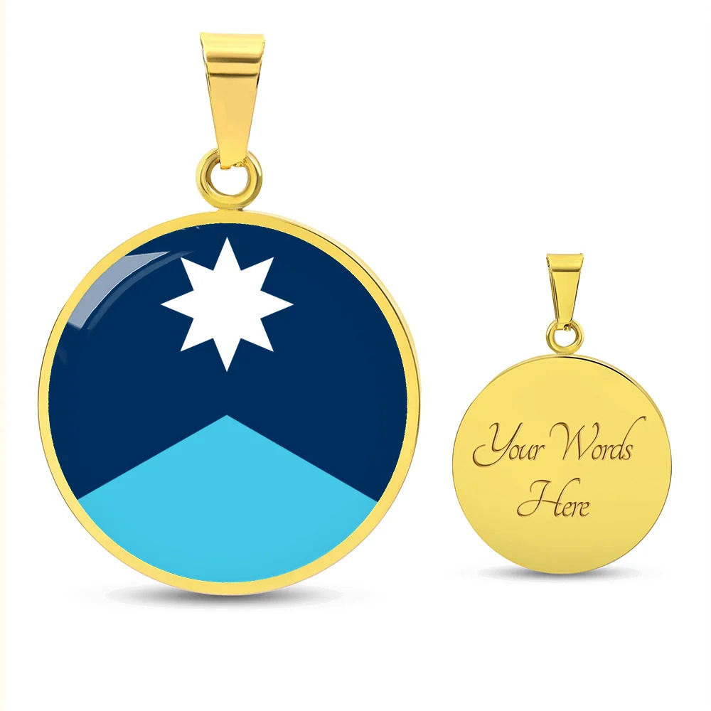 Minnesota State Flag 2024 Personalized Engraved Gold Circle Necklace Custom Nam
